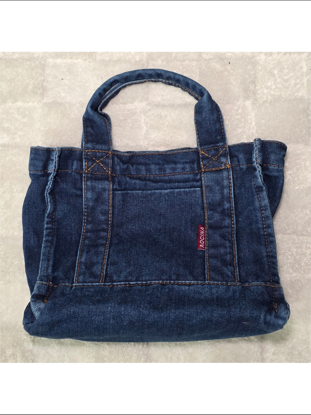 Aocina Tote Bag Dark Wash Denim With Detachable + Adjustable Shoulder Strap NWOT